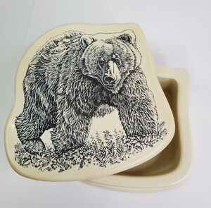 Rustic Black Bear Trinket Jewelry Box Cabin Rustic Lodge Decor Soapstone